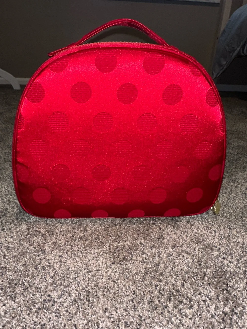 Estée Lauder Red Polka Dot Top-Handle Cosmetic Bag